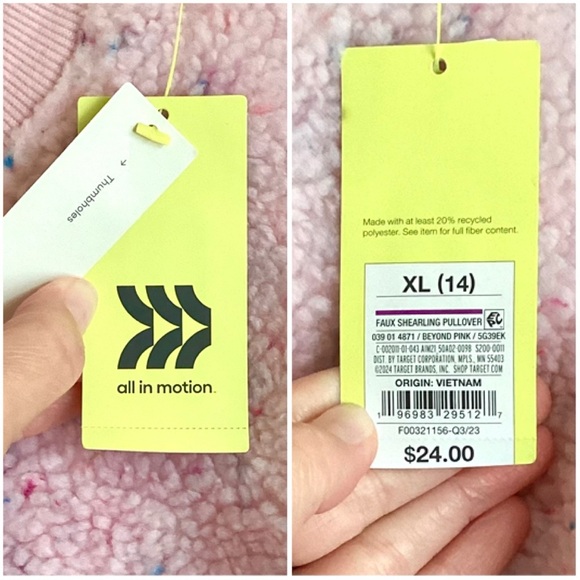 \All in Motion\ NWT Faux Shearling Pullover in Beyond Pink - Picture 16 of 16